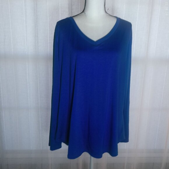 Amazon Basics Long Sleeve Royal Blue V-Neck Tunic Top 2XL - Picture 1 of 4